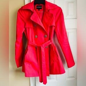 Express Belted Coral Trench Coat, XS
